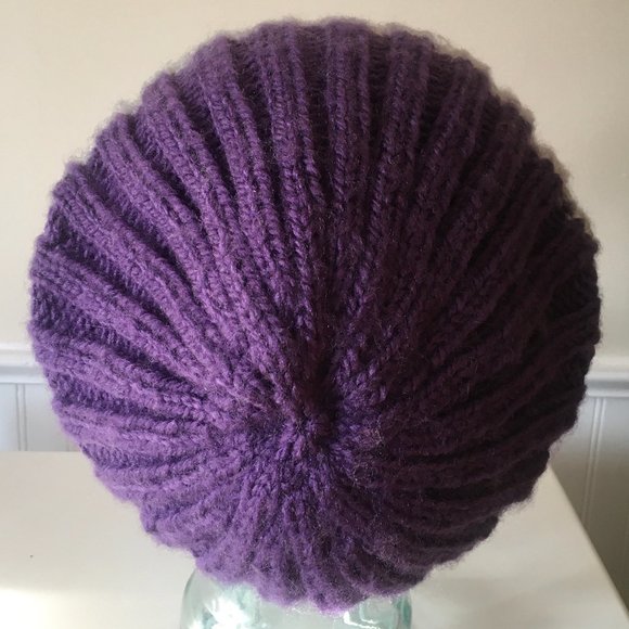 Hand Knitted Purple & Grey Hat